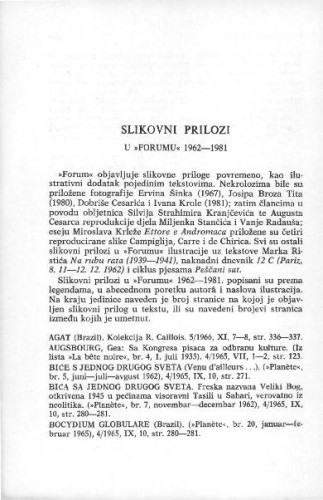 Slikovni prilozi u Forumu 1962-1981 / V. Flaker