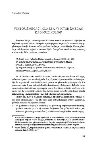 Viktor Žmegač i glazba / Viktor Žmegač kao muzikolog / Stanislav Tuksar