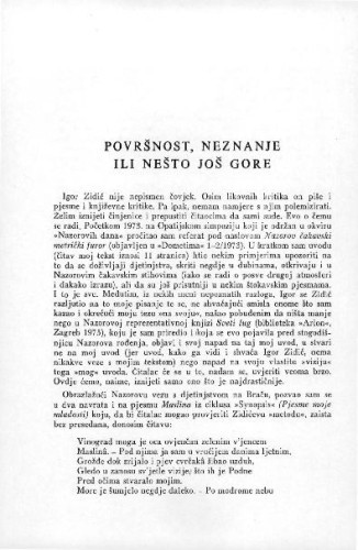 Površnost, neznanje ili nešto još gore / M. Franičević