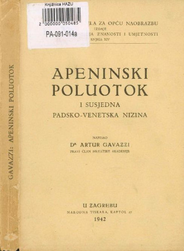 Apeninske zemlje i susjedna Padsko-venetska zavala / napisao Artur Gavazzi