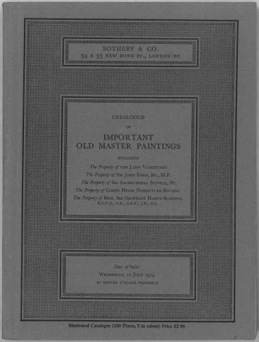 Catalogue of important old master paintings : day of sale, Wednesday, 10th July, 1974 ... : including The triumph of Death by Pieter Brueghel the Younger ...  / Sotheby & Co.