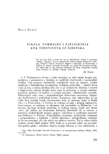 Nikola Tommaseo i pjesnikinja Ana Vidovićeva iz Šibenika / Mate Zorić