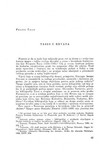 Tasso u Hrvata / Frano Čale