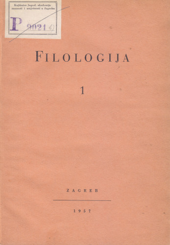 [Knj.] 1(1957) / [za Jugoslavensku akademiju znanosti i umjetnosti i Hrvatsko filološko društvo uređuju: Mirko Deanović, Mate Hraste, Josip Torbarina]