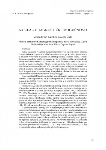 Aksila – dijagnostičke mogućnosti / Zoran Brnić, Karolina Bolanča Čulo