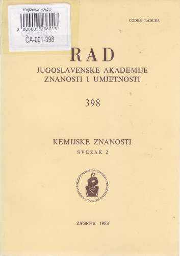 Sv. 2(1983)=knj. 21=knj. 398 : Proceedings of the Second Yugoslav Symposium on Organic Chemistry, Zagreb, February 17-19, 1981 = Radovi s Drugog jugoslavenskog simpozija o organskoj kemiji / urednik Mihovil Proštenik