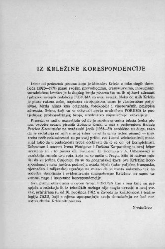 Iz Krležine korespondencije