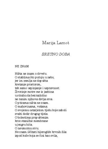 Sretno doba / Marija Lamot