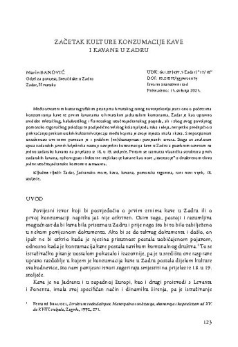 Začetak kulture konzumacije kave i kavane u Zadru / Marin Banović