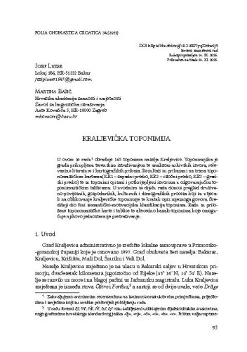 Kraljevička toponimija / Josip Luzer, Martina Bašić