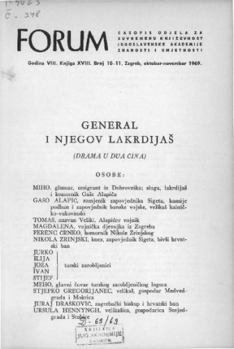 General i njegov lakrdijaš : (drama u tri čina) / M. Matković