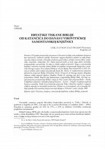 Hrvatske tiskane Biblije od Katančića do danas u virovitičkoj samostanskoj knjižnici / Mario Cifrak