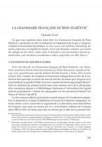 La grammaire française de Šime Starčević / Vjekoslav Ćosić