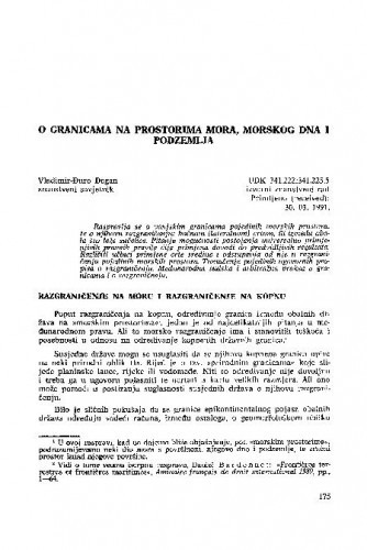 O granicama na prostorima mora, morskog dna i podzemlja / Vladimir-Đuro Degan