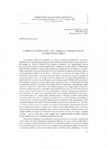 Usmena književnost i tzv. prilika u Relkovićevu književnomu djelu / Josip Kekez
