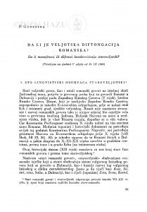 Da li je veljotska diftongacija romanska? / P. Guberina