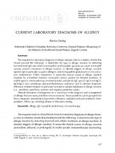Current laboratory diagnosis of allergy / Slavica Dodig