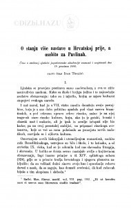 O stanju više nastave u Hrvatskoj prije, a osobito za Pavlinah / I. Tkalčić