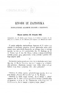 Izvodi iz zapisnika Jugoslavenske akademije znanosti i umjetnosti [1882]