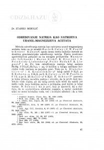 Određivanje natrija kao natrijeva uranil-magnezijeva acetata / S. Miholić