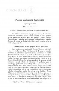 Pjesme pripisivane Gunduliću / Milan Rešetar