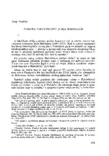 Stilska virtuoznost Jurja Habdelića / Josip Vončina