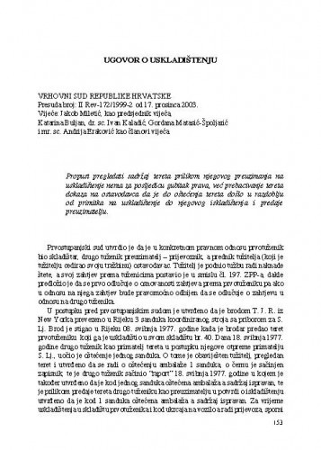 Ugovor o uskladištenju : [prikaz presude] / Vesna Skorupan