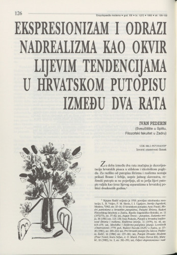 Ekspresionizam i odrazi nadrealizma kao okvir lijevim tendencijama u hrvatskom putopisu između dva rata / Ivan Pederin