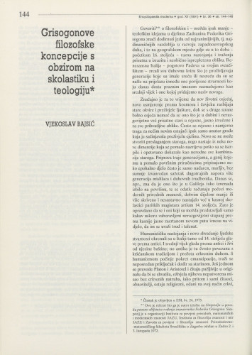 Grisogonove filozofske koncepcije s obzirom na skolastiku i teologiju / Vjekoslav Bajsić