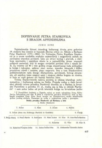 Dopisivanje Petra Stankovića s braćom Appendinijima / Šime Jurić