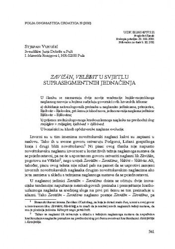 Zavižan, Velebit u svjetlu suprasegmentnih jednačenja / Stjepan Vukušić