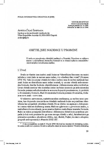 Obiteljski nadimci u Promini / Ankica Čilaš Šimpraga