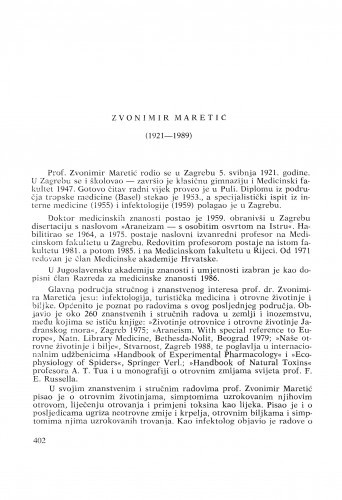 Zvonimir Maretić (1921-1989) : [nekrolozi] / Dragan Dekaris