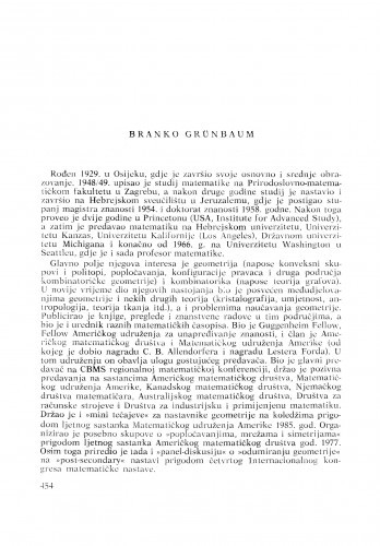 Branko Grünbaum : [biografije novih članova Akademije]