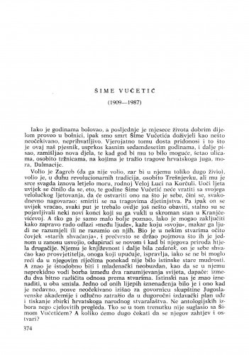 Šime Vučetić (1909-1987) : [nekrolozi] / Slavko Mihalić