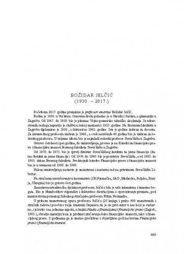 Božidar Jelčić (1930.-2017.) : [nekrolog] / Gordan Družić