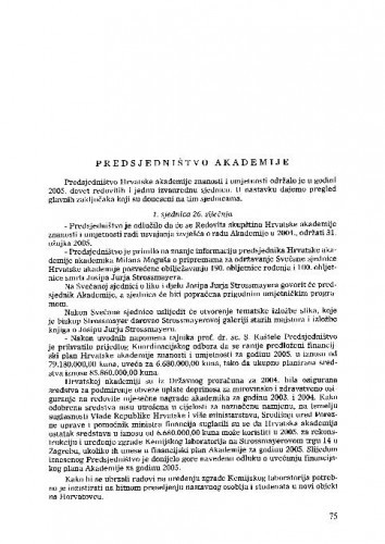 Izvješće o radu Hrvatske akademije znanosti i umjetnosti u godini 2005.