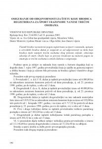 Osiguranje od odgovornosti za štetu koju brodica registrirana za šport i razonodu nanese trećim osobama : [prikaz presude] / Vesna Skorupan Wolff