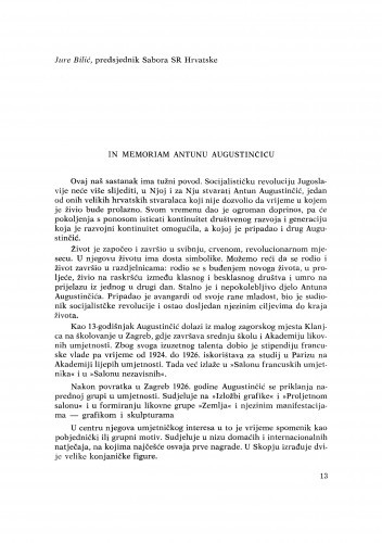 In memoriam Antunu Augustinčiću / J. Bilić