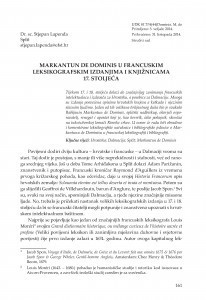 Markantun de Dominis u francuskim leksikografskim izdanjima i knjižnicama 17. stoljeća / Stjepan Lapenda