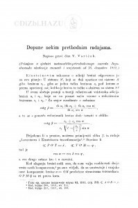 Dopune nekim prethodnim radnjama / V. Varićak