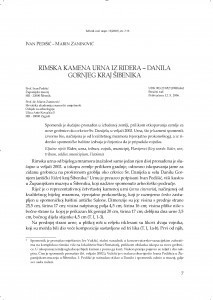 Rimska kamena urna iz Ridera - Danila Gornjeg kraj Šibenika / Ivan Pedišić ; Marin Zaninović