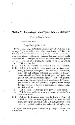 Molba V. Lisinskoga upravlena banu Jelačiću / Milivoj Šrepel