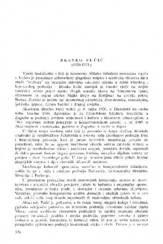 Branko Fučić (1920.-1999.) / Andre Mohorovičić