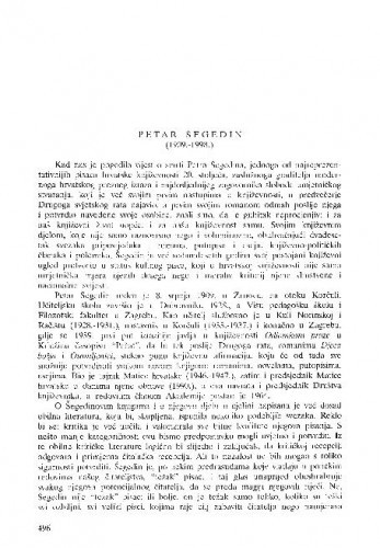 Petar Šegedin (1909.-1998.) / Dubravko Jelčić