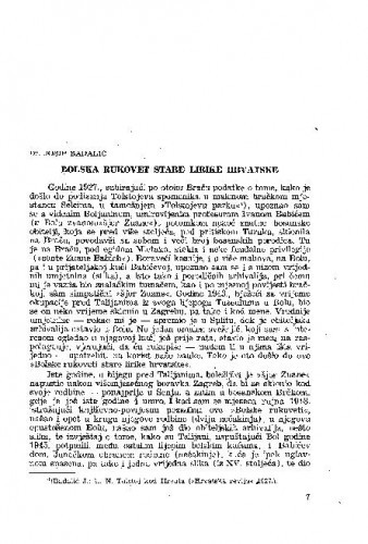 Bolska rukovet stare lirike hrvatske / Vatroslav Jagić ; prir. Josip Badalić