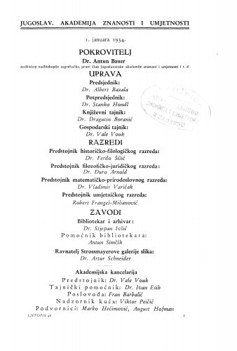 [Službeni dijelovi i izvještaji]