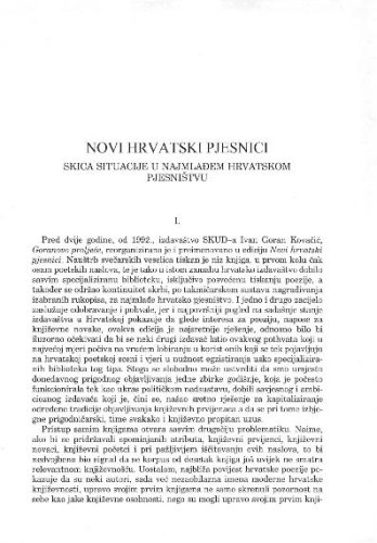 Noviji hrvatski pjesnici : skica situacije u najmlađem hrvatskom pjesništvu / Miloš Đurđević 