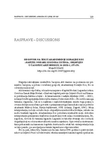 Odgovor na tekst akademkinje Koraljke Kos »Kapitel Nodari. Legenda i istina«, objavljen u časopisu Arti musices, 56 (2025) 1 / Maja Nodari
