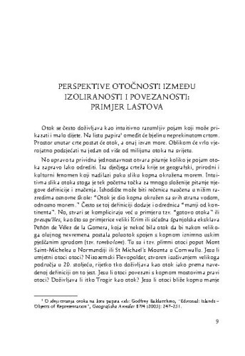 Perspektive otočnosti između izoliranosti i povezanosti: primjer Lastova / Vedran Stojanović